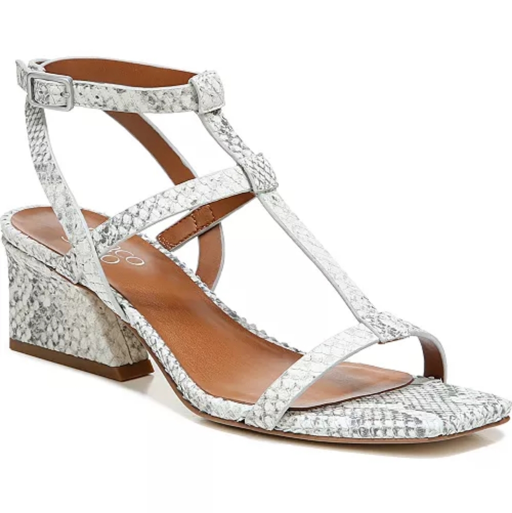 FRANCO SARTO "Chopra"  Block Heel Sandals - Calico Grey -Size 8